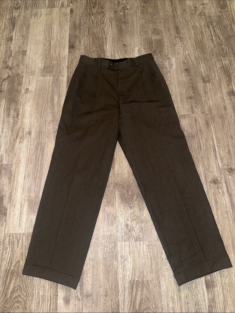 Louis Raphael Men's Dark Brown Dress Pants - Cuffed Trousers